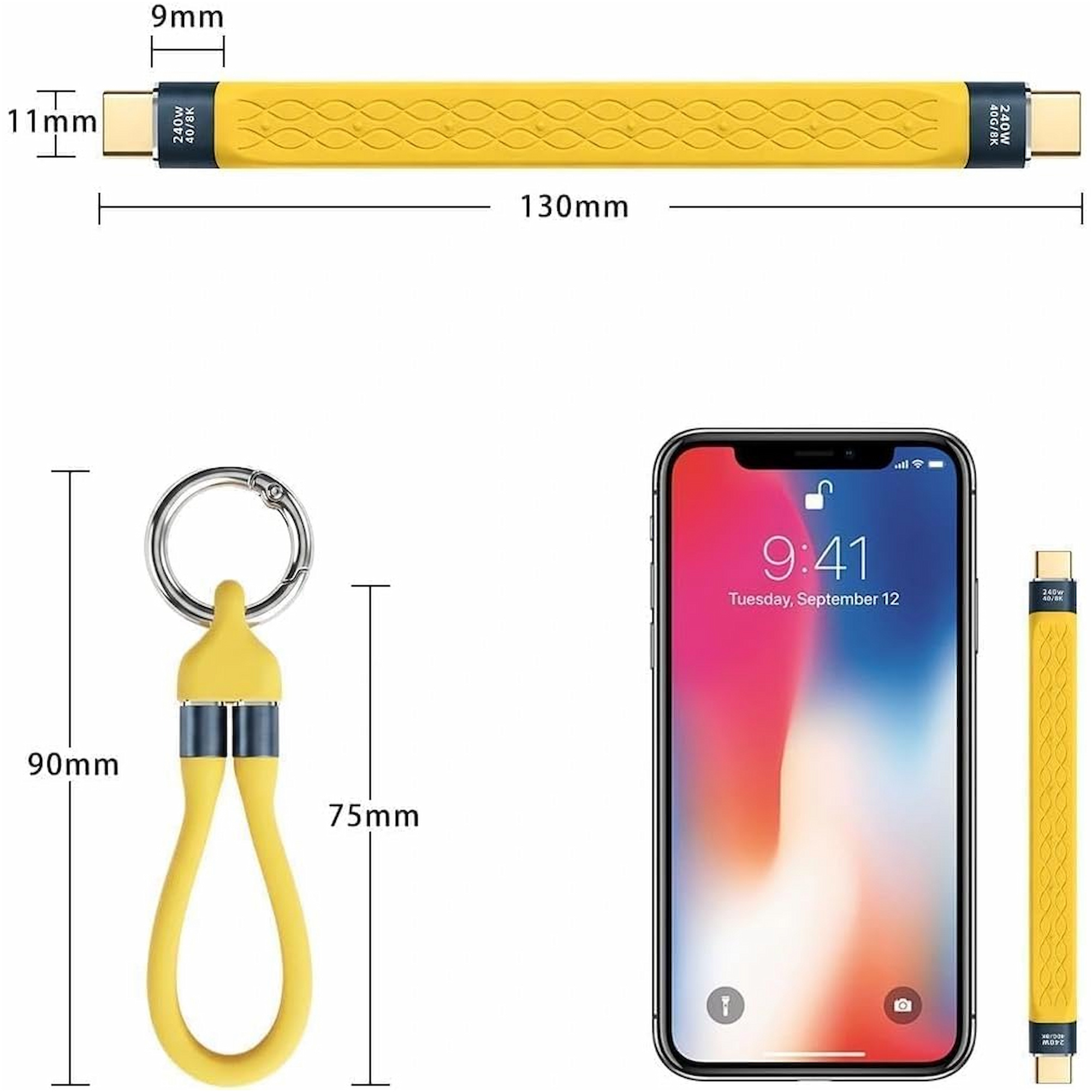 USB C Charging Cable Keychain